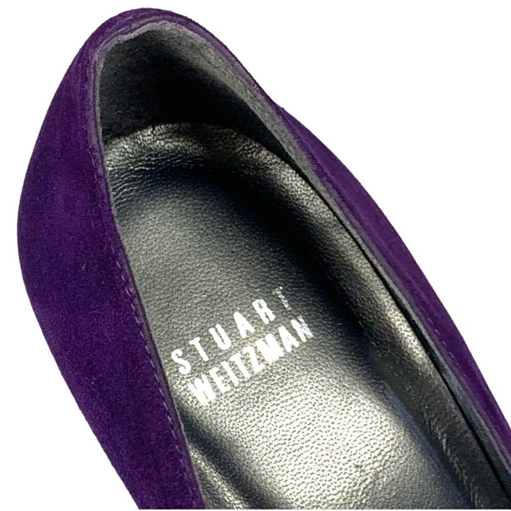 Stuart Weitzman Purple Suede Peep-Toe Heels - Picture 12 of 15